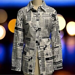 PrettyLittleThing Newspaper Print Blouse